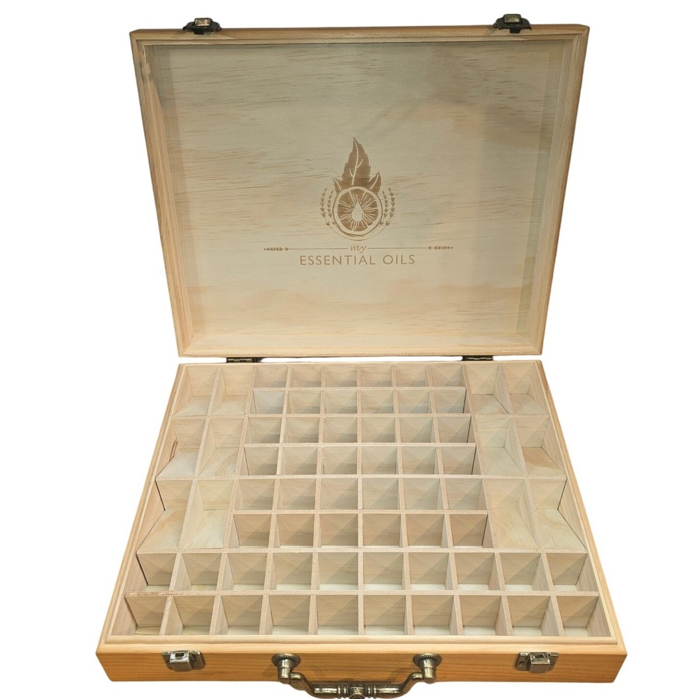 doTerra Essential Oil Engraved Wooden Storage Box Holds 68 Bottles +‎ foam pad